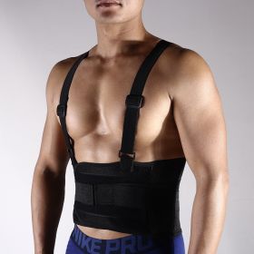 Adjustable Weightlifting Belt with Shoulder Strap Back Braces Support for Lower Back Pain Weightlifting Support Movers Exercise Workout Fitness Black (size: XXL)