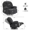 Modern Chenille Recliner Chairs Swivel Massage Rocker Recliner with Heat