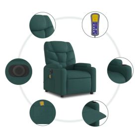 Electric Stand up Massage Recliner Chair Dark Green Fabric (Color: green)