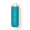 20oz Durable Collapsible Water Bottles Leakproof Valve Reusable BPA Free Silicone Foldable Travel Water Bottle for Gym Camping Hiking Travel Sports