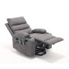 Electric Power Lift Recliner Chair, 8-point vibration Massage-lumber heat, 21"seat width, large size-Remote Control, Side Pockets-Cup Holders