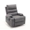 Electric Power Lift Recliner Chair, 8-point vibration Massage-lumber heat, 21"seat width, large size-Remote Control, Side Pockets-Cup Holders
