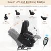 Power Lift Recliner Chair Electric Recliner with Massage and Heating Functions, Remote, Phone Holder Side Pockets and Cup Holders - Black