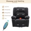 Power Lift Recliner Chair Electric Recliner with Massage and Heating Functions, Remote, Phone Holder Side Pockets and Cup Holders - Black