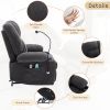 Power Lift Recliner Chair Electric Recliner with Massage and Heating Functions, Remote, Phone Holder Side Pockets and Cup Holders - Black