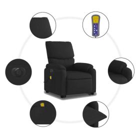 Electric Stand up Massage Recliner Chair Black Fabric (Color: Black)