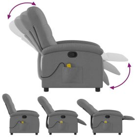 Massage Recliner Chair Dark Gray Fabric (Color: Gray)