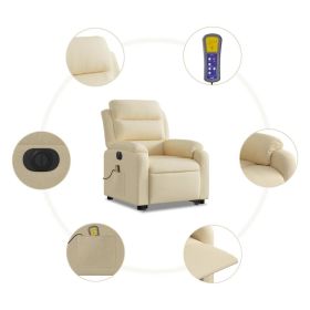 Electric Stand up Massage Recliner Chair Cream Fabric (Color: Cream)