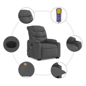 Electric Stand up Massage Recliner Chair Dark Gray Fabric (Color: Gray)
