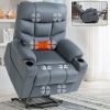 Okin Motor Up to 350 LBS Power Lift Recliner Chair, Heavy Duty Motion Mechanism with 8-Point Vibration Massage and Lumbar Heating, Cup Holders, USB