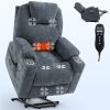 Okin motor Up to 350 LBS Chenille Power Lift Recliner Chair, Heavy Duty Motion Mechanism with 8-Point Vibration Massage and Lumbar Heating, USB
