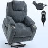 Okin motor Up to 350 LBS Chenille Power Lift Recliner Chair, Heavy Duty Motion Mechanism with 8-Point Vibration Massage and Lumbar Heating, USB