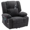 Power Lift Recliner Chair Electric Recliner with Massage and Heating Functions, Remote, Phone Holder Side Pockets and Cup Holders - Black