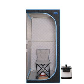 Portable Plus Type Full Size Steam Sauna tent. Spa, Detox ,Therapy and Relaxation at home.Larger Space,Stainless Steel Pipes Connector Easy to Install (Color: Black)