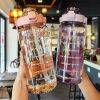 2L Motivational Sports Water Bottle with Straw - Portable Large Capacity Water Bottles