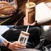 Glass Water Tumbler with Straw - Silicone Grip - Bamboo Lids - Reusable 20oz