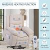 Massage Recliner, Power Lift Chair with Adjustable Massage and Heating Function, Recliner Chair with Infinite Position and Side Pocket- Beige