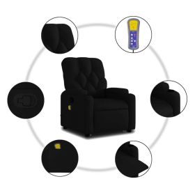 Stand up Massage Recliner Chair Black Fabric (Color: Black)