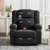 Power Lift Recliner Chair Electric Recliner with Massage and Heating Functions, Remote, Phone Holder Side Pockets and Cup Holders - Black
