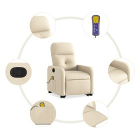 Stand up Massage Recliner Chair Cream Fabric (Color: Cream)