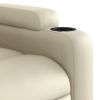 Electric Stand up Massage Recliner Chair Cream Faux Leather