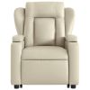 Electric Stand up Massage Recliner Chair Cream Faux Leather