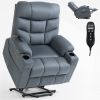 Okin Motor Up to 350 LBS Power Lift Recliner Chair, Heavy Duty Motion Mechanism with 8-Point Vibration Massage and Lumbar Heating, Cup Holders, USB