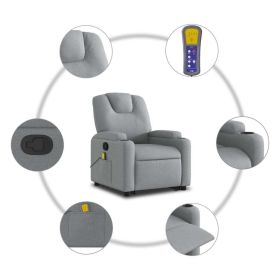 Stand up Massage Recliner Chair Light Gray Fabric (Color: Gray)