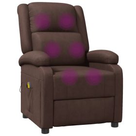 Massage Chair Brown Faux Leather (Color: Brown)