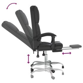 Massage Reclining Office Chair Black Faux Leather (Color: Black)
