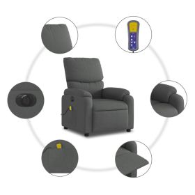 Electric Massage Recliner Chair Dark Gray Fabric (Color: Gray)