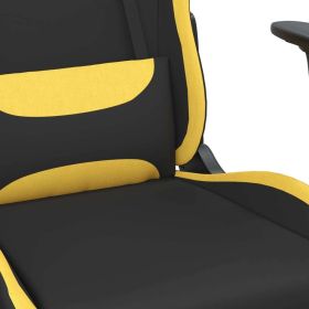 Massage Gaming Chair with Footrest Black and Yellow Fabric (Color: yellow)