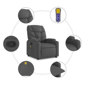 Stand up Massage Recliner Chair Dark Gray Fabric (Color: Gray)