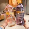 2L Motivational Sports Water Bottle with Straw - Portable Large Capacity Water Bottles