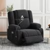 Power Lift Recliner Chair Electric Recliner with Massage and Heating Functions, Remote, Phone Holder Side Pockets and Cup Holders - Black