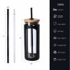 Glass Water Tumbler with Straw - Silicone Grip - Bamboo Lids - Reusable 20oz