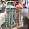 2L Motivational Sports Water Bottle with Straw - Portable Large Capacity Water Bottles