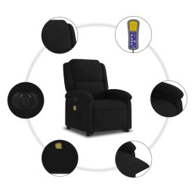 Electric Stand up Massage Recliner Chair Black Velvet (Color: Black)