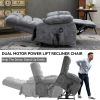 Lift Recliner Chair Heat Massage Dual Motor Infinite Position Up to 350 LBS Large with Power-Remote, Medium-firm and Heavy Duty-Gray